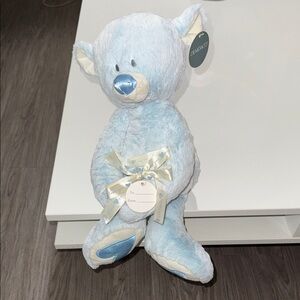 Demdaco Light Blue Plush Teddy with Satin Accents and Bow